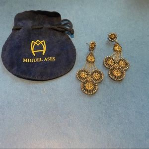 Miguel Ases Pyrite and Gold Drop Earrings